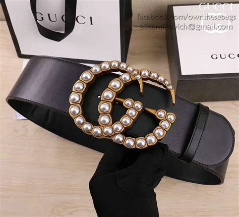 gucci pearl|Gucci wide belt with pearls.